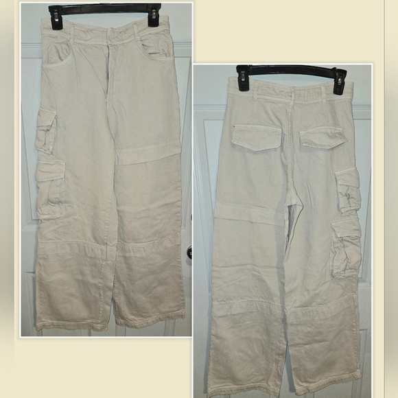 Zara Pants - ZARA Canvas Utility Cargo Wide Leg Baggy Pants Skater Grunge Women's XS 28 Waist